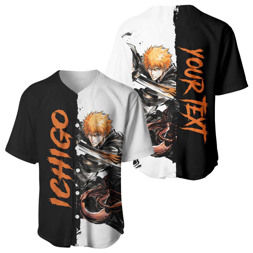Personalized Ichigo Kurosaki Baseball Jersey Ink Splash Anime Brush Style