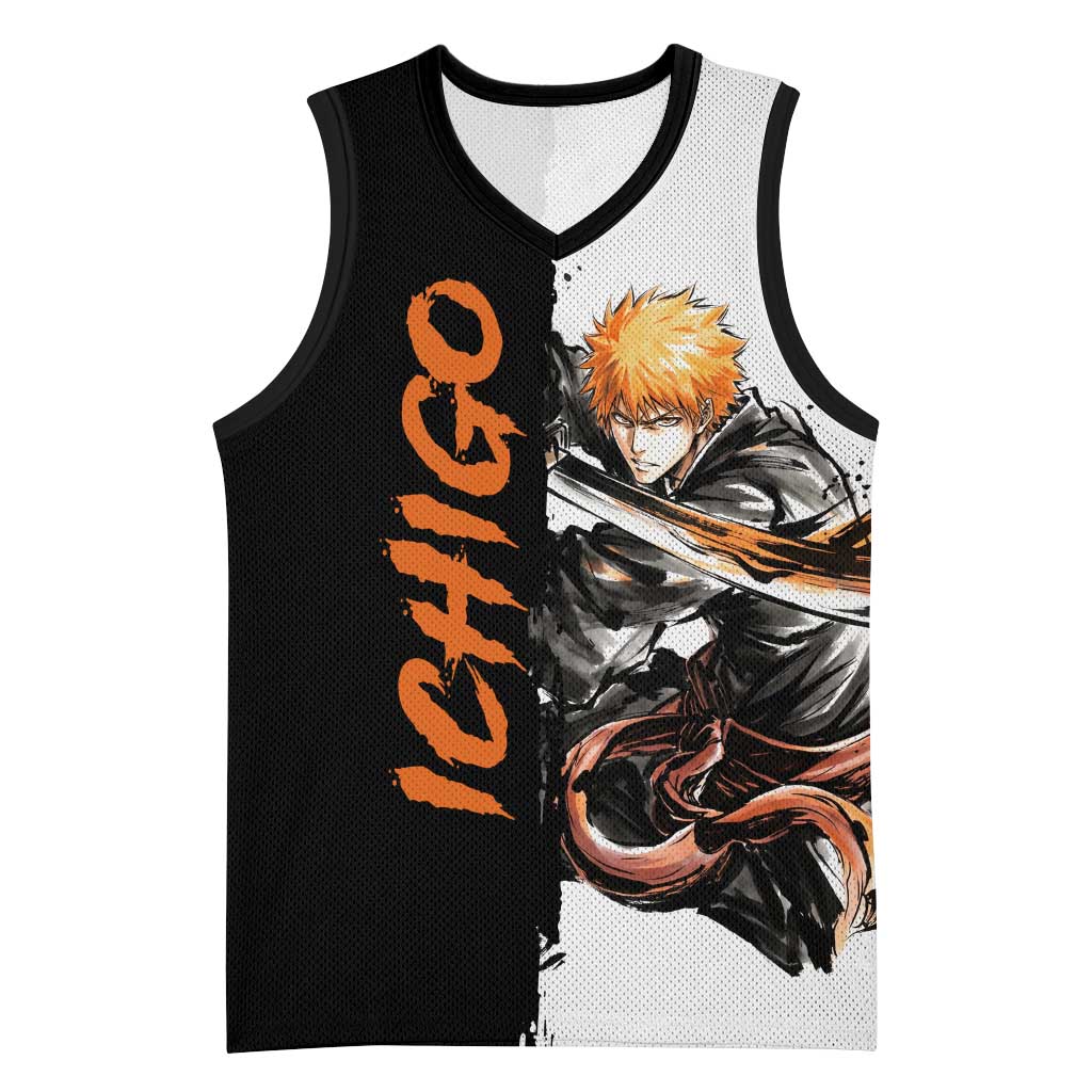 Personalized Ichigo Kurosaki Basketball Jersey Ink Splash Anime Brush Style