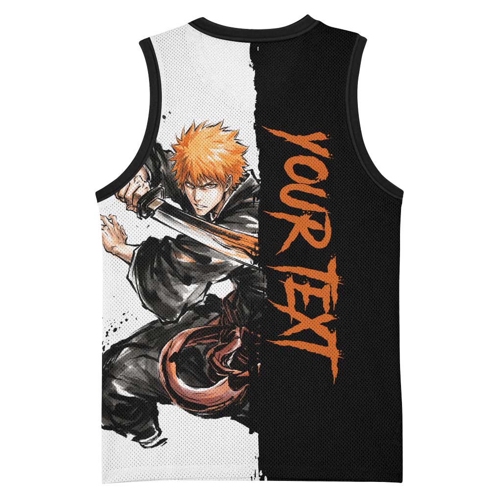 Personalized Ichigo Kurosaki Basketball Jersey Ink Splash Anime Brush Style