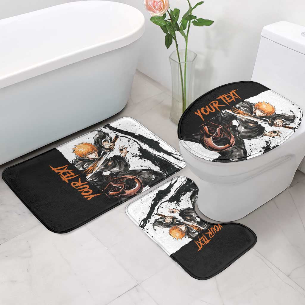 Personalized Ichigo Kurosaki Bathroom Set Ink Splash Anime Brush Style