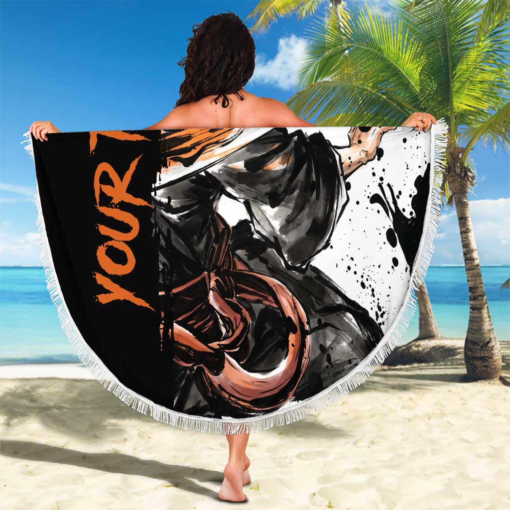 Personalized Ichigo Kurosaki Beach Blanket Ink Splash Anime Brush Style