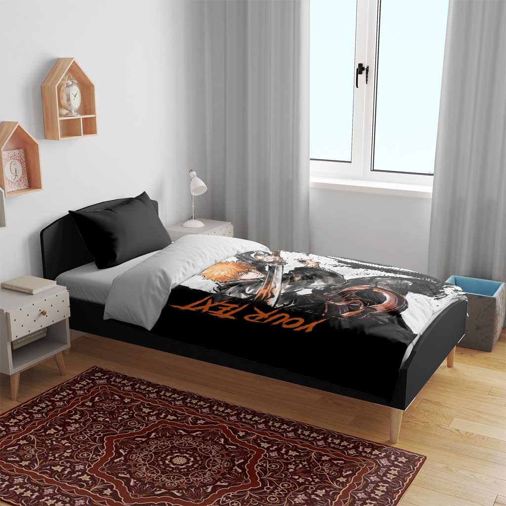 Personalized Ichigo Kurosaki Bedding Set Ink Splash Anime Brush Style