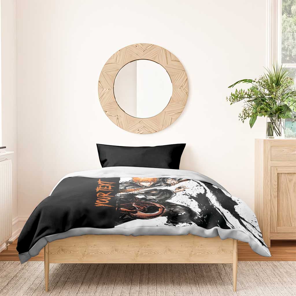 Personalized Ichigo Kurosaki Bedding Set Ink Splash Anime Brush Style