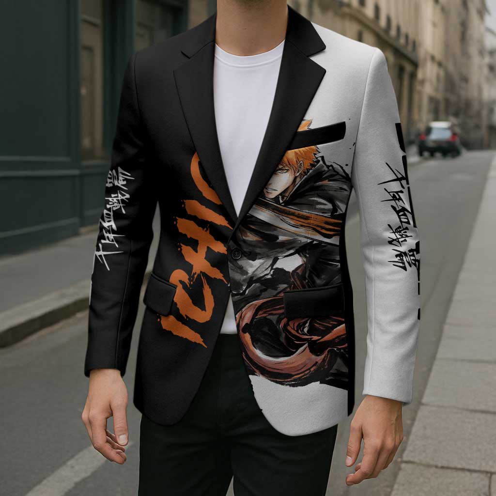 Personalized Ichigo Kurosaki Blazer Ink Splash Anime Brush Style