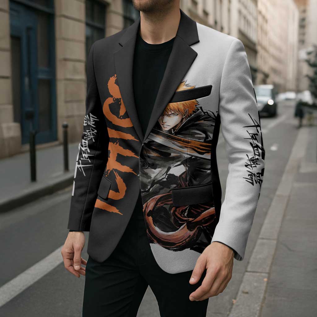 Personalized Ichigo Kurosaki Blazer Ink Splash Anime Brush Style