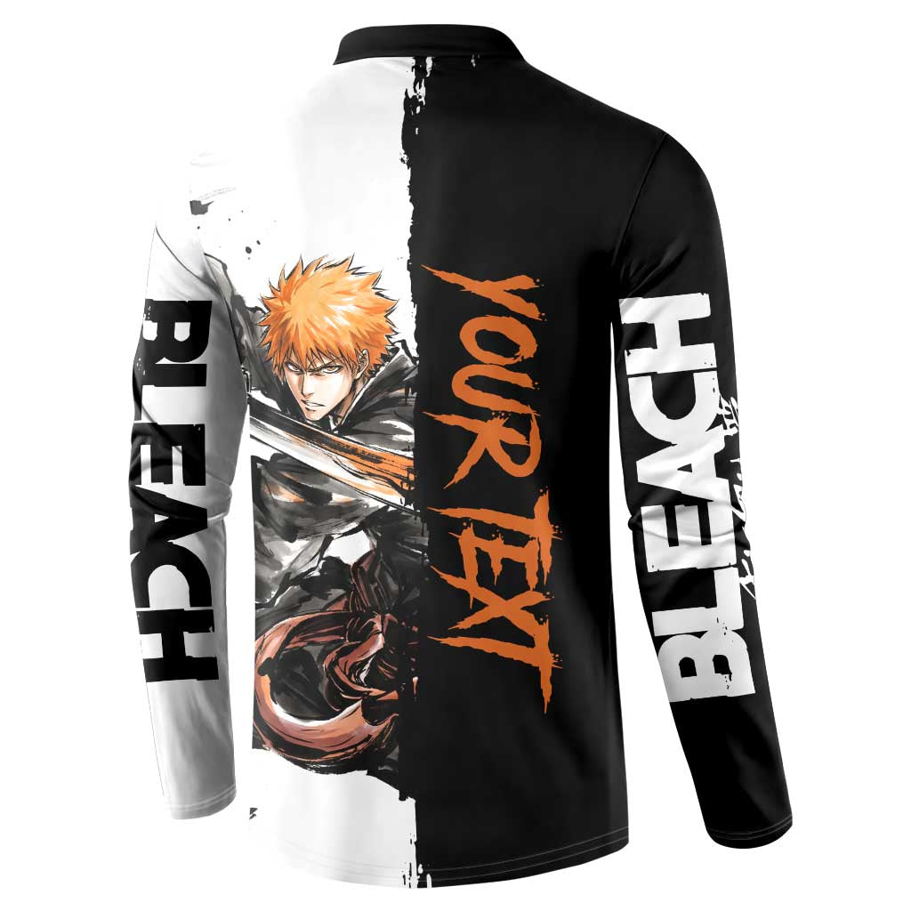 Personalized Ichigo Kurosaki Button Sweatshirt Ink Splash Anime Brush Style