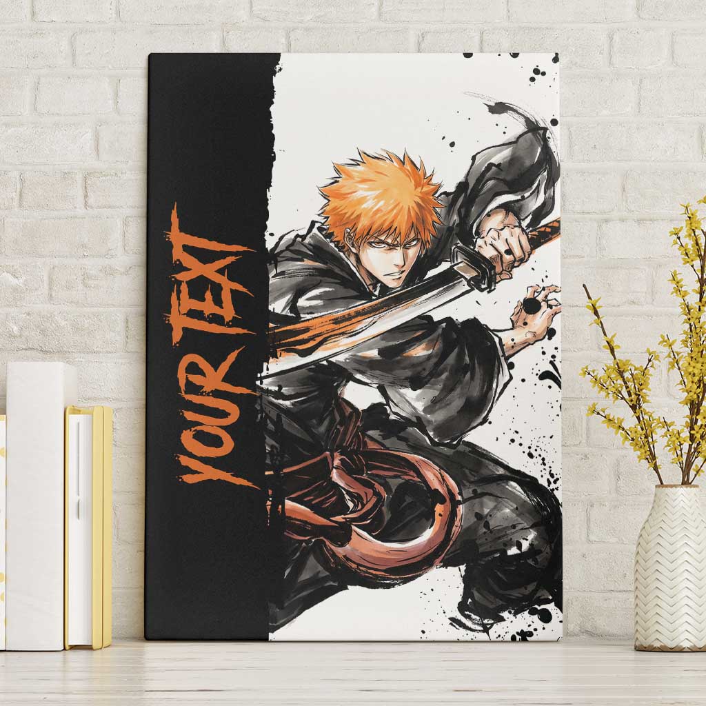Personalized Ichigo Kurosaki Canvas Wall Art Ink Splash Anime Brush Style
