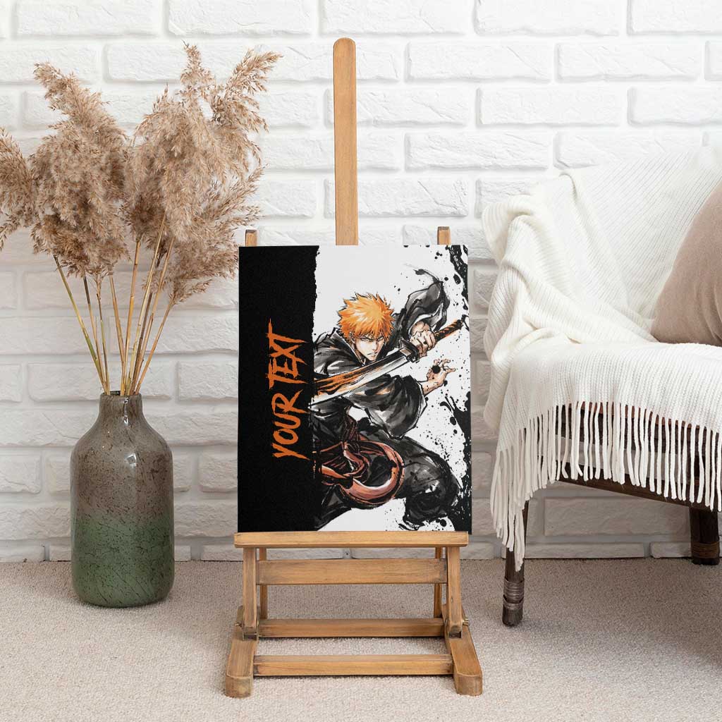 Personalized Ichigo Kurosaki Canvas Wall Art Ink Splash Anime Brush Style