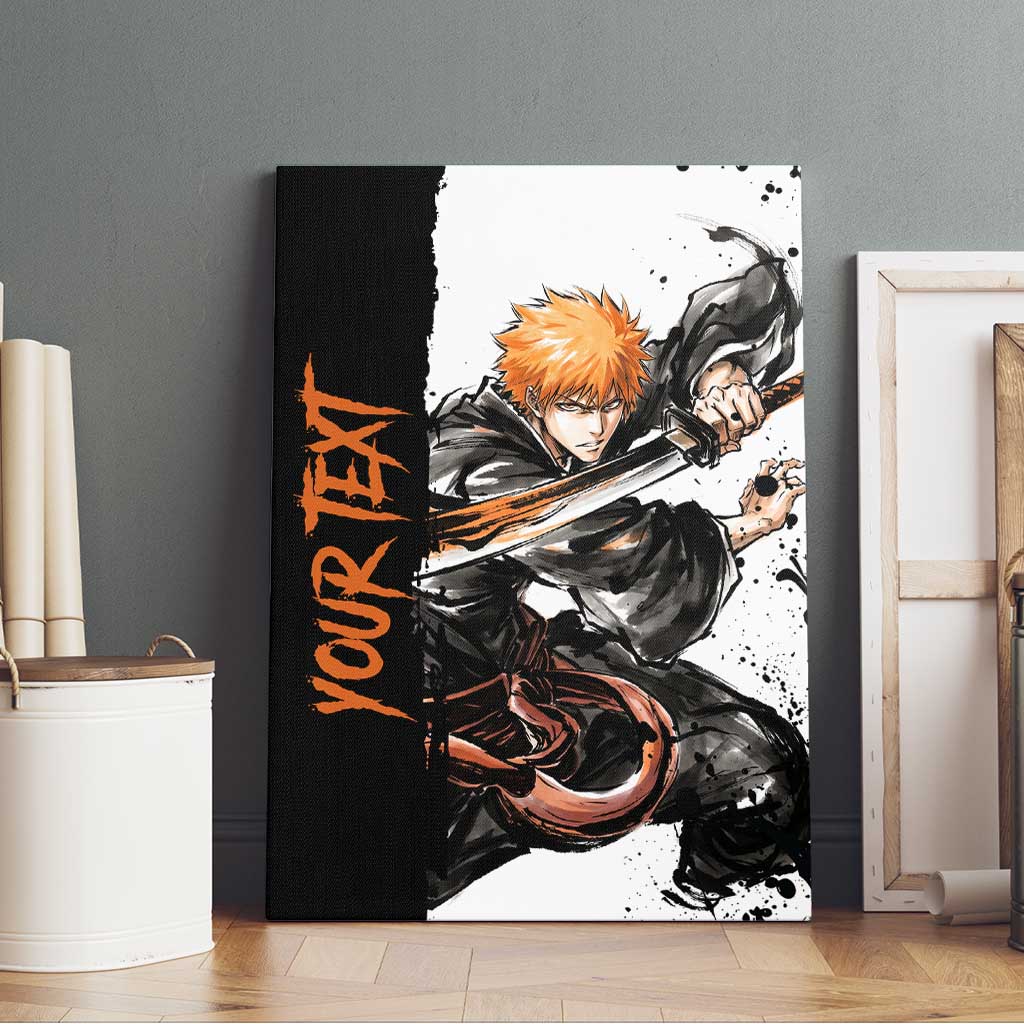 Personalized Ichigo Kurosaki Canvas Wall Art Ink Splash Anime Brush Style