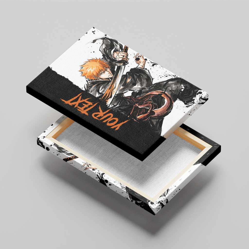 Personalized Ichigo Kurosaki Canvas Wall Art Ink Splash Anime Brush Style