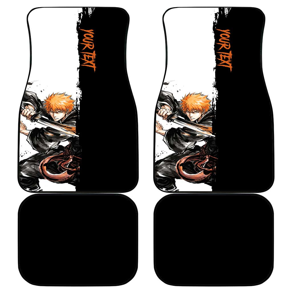 Personalized Ichigo Kurosaki Car Mats Ink Splash Anime Brush Style