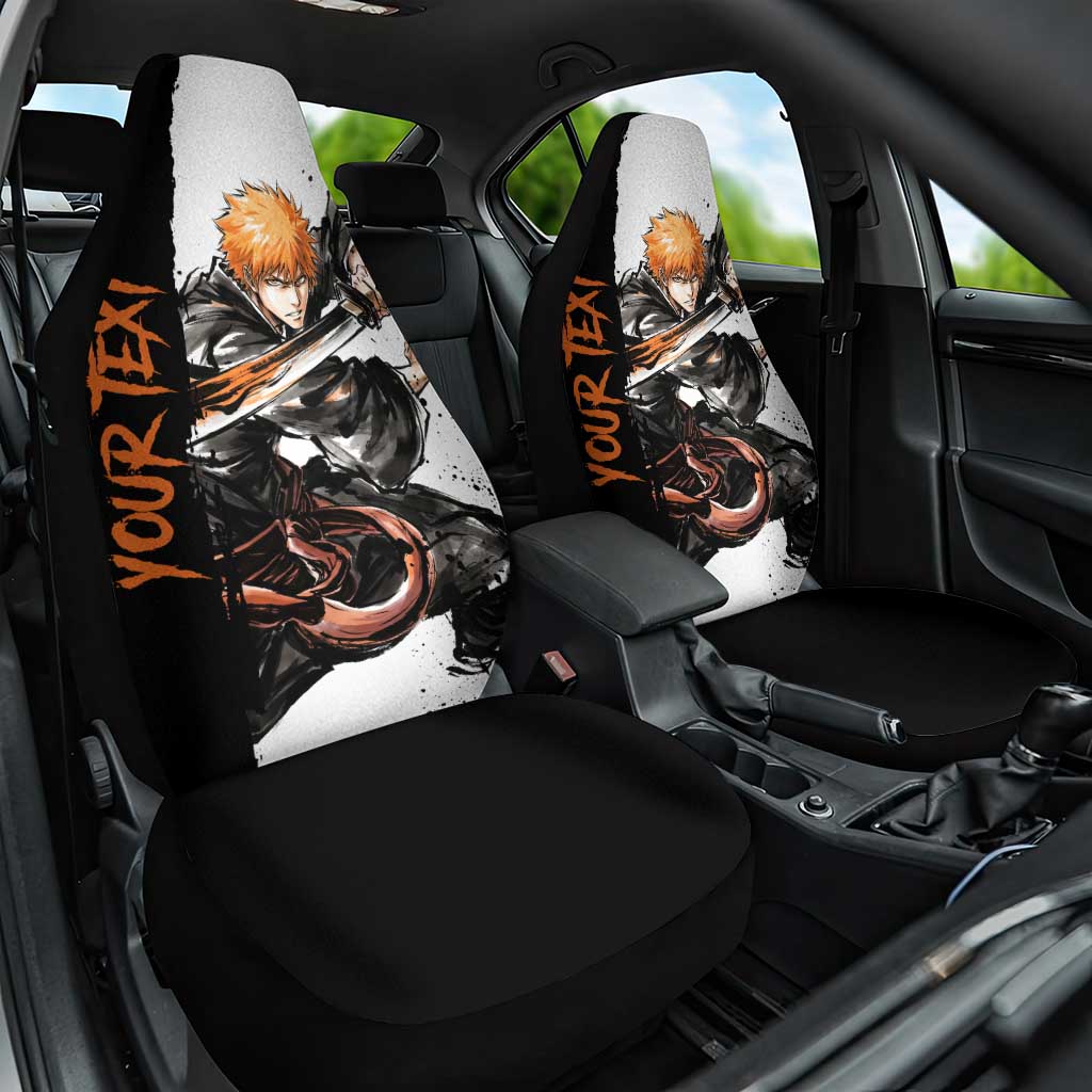 Personalized Ichigo Kurosaki Car Seat Cover Ink Splash Anime Brush Style