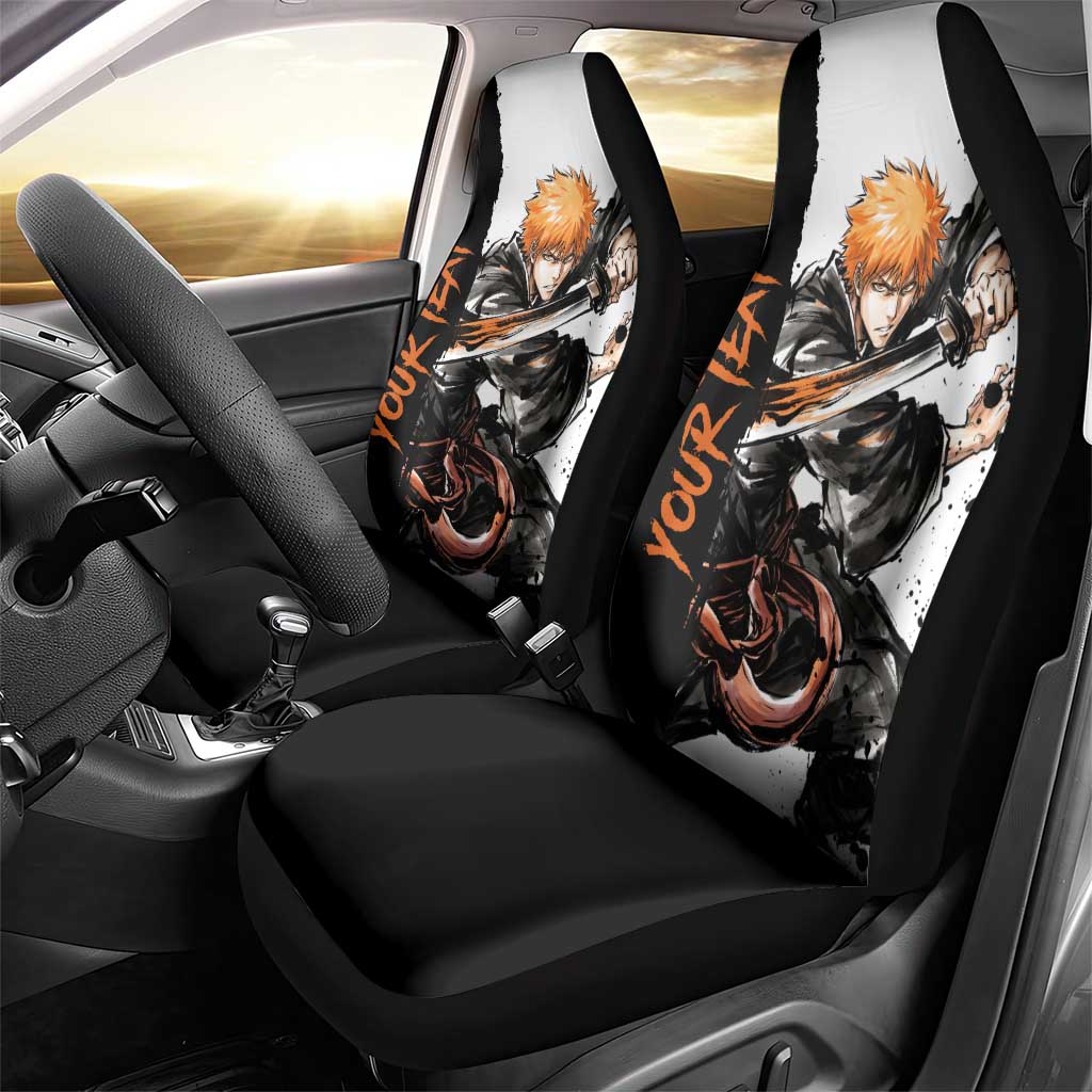 Personalized Ichigo Kurosaki Car Seat Cover Ink Splash Anime Brush Style