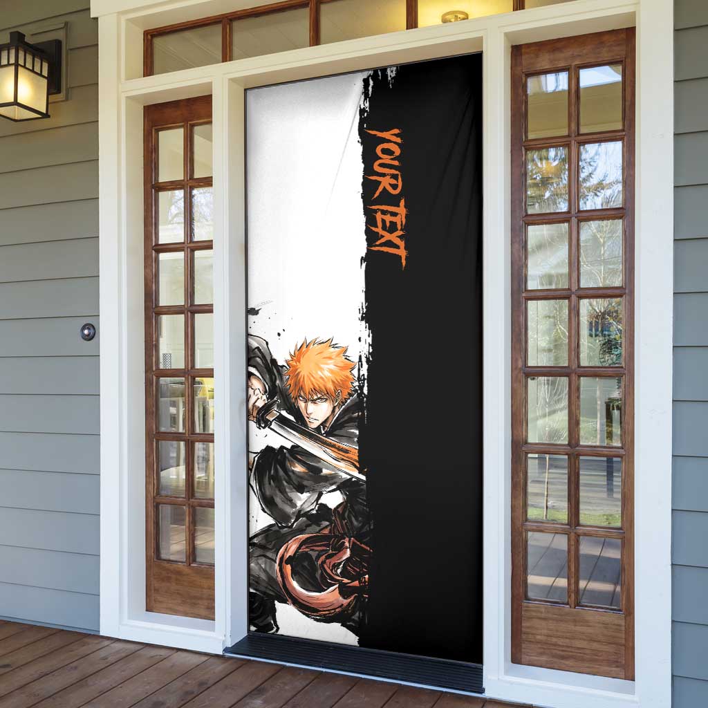 Personalized Ichigo Kurosaki Door Cover Ink Splash Anime Brush Style