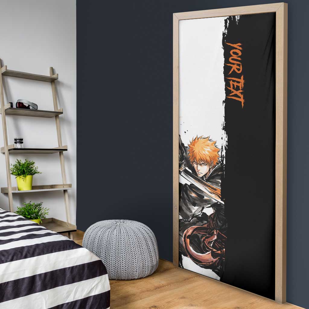 Personalized Ichigo Kurosaki Door Cover Ink Splash Anime Brush Style