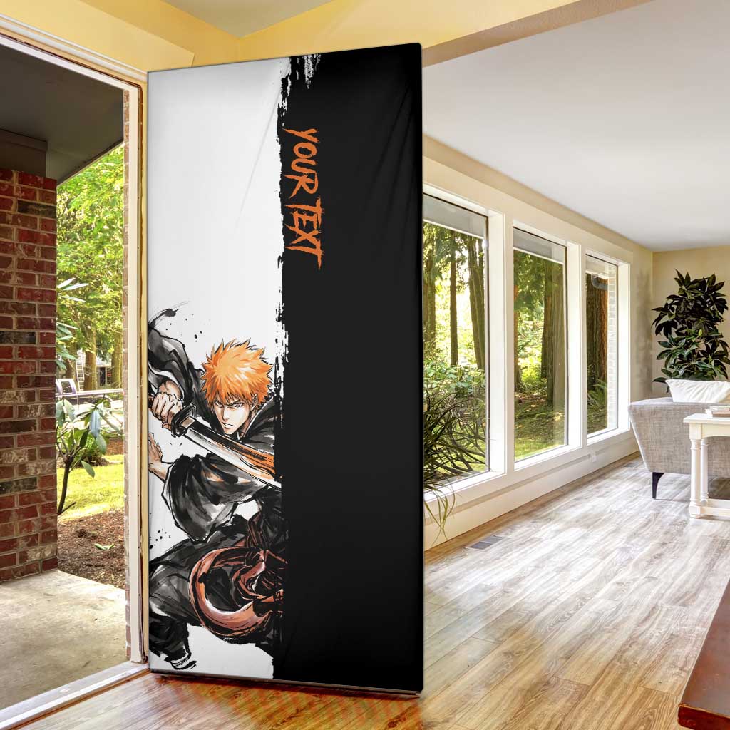 Personalized Ichigo Kurosaki Door Cover Ink Splash Anime Brush Style