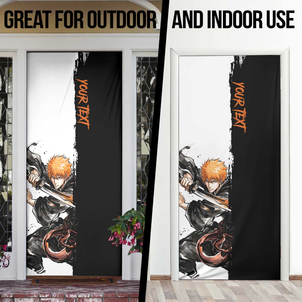 Personalized Ichigo Kurosaki Door Cover Ink Splash Anime Brush Style
