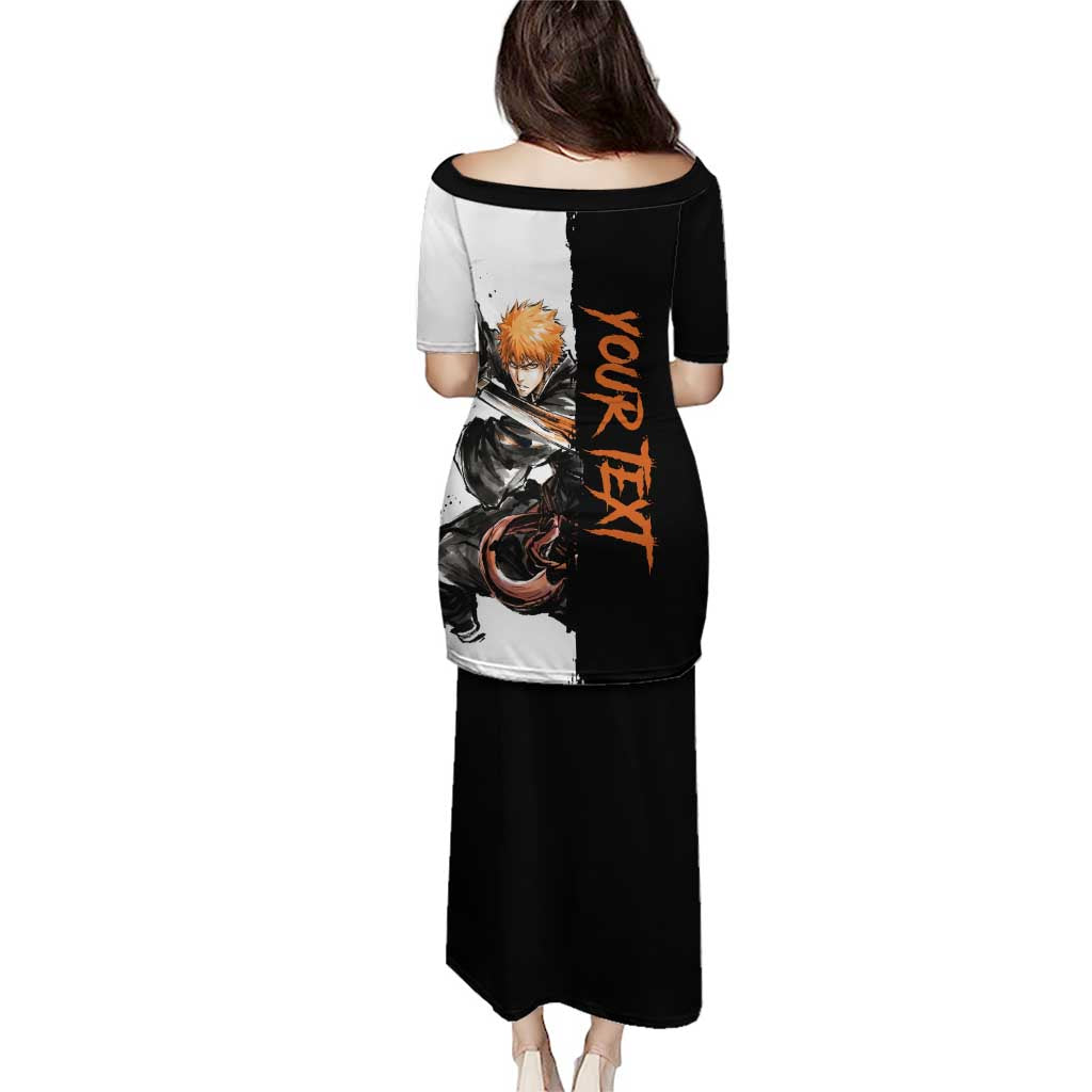 Personalized Ichigo Kurosaki Family Matching Puletasi and Hawaiian Shirt Ink Splash Anime Brush Style