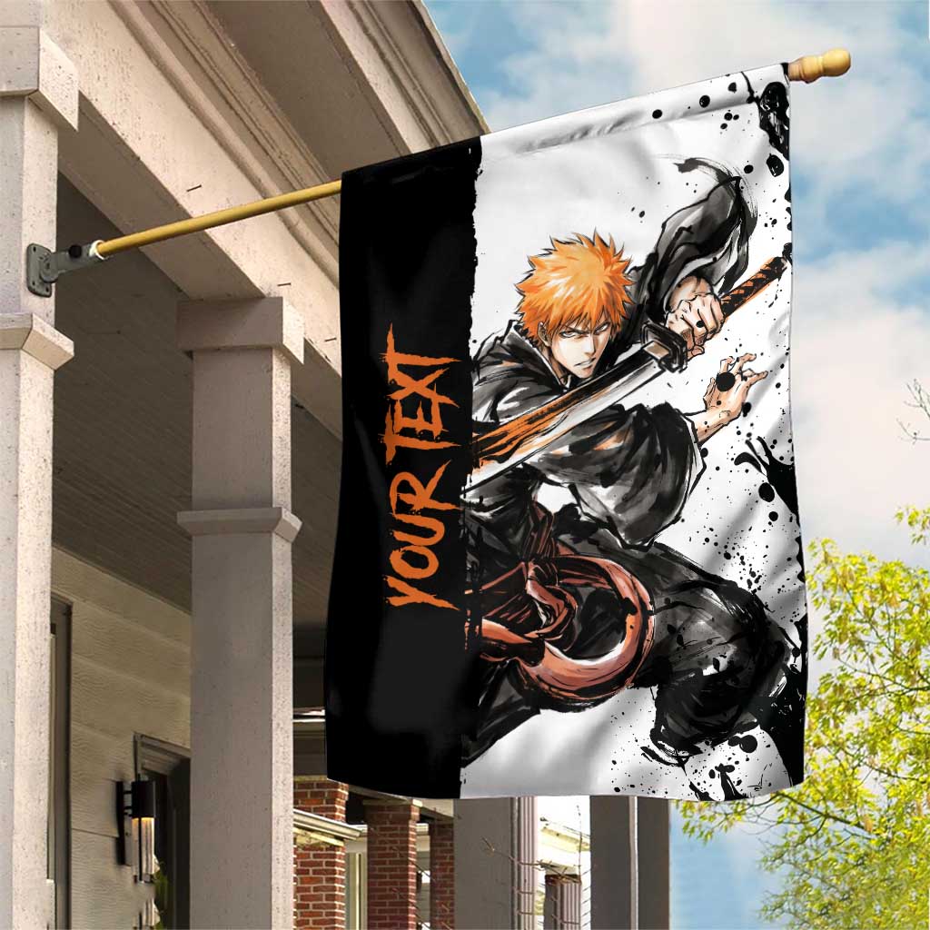 Personalized Ichigo Kurosaki Garden Flag Ink Splash Anime Brush Style