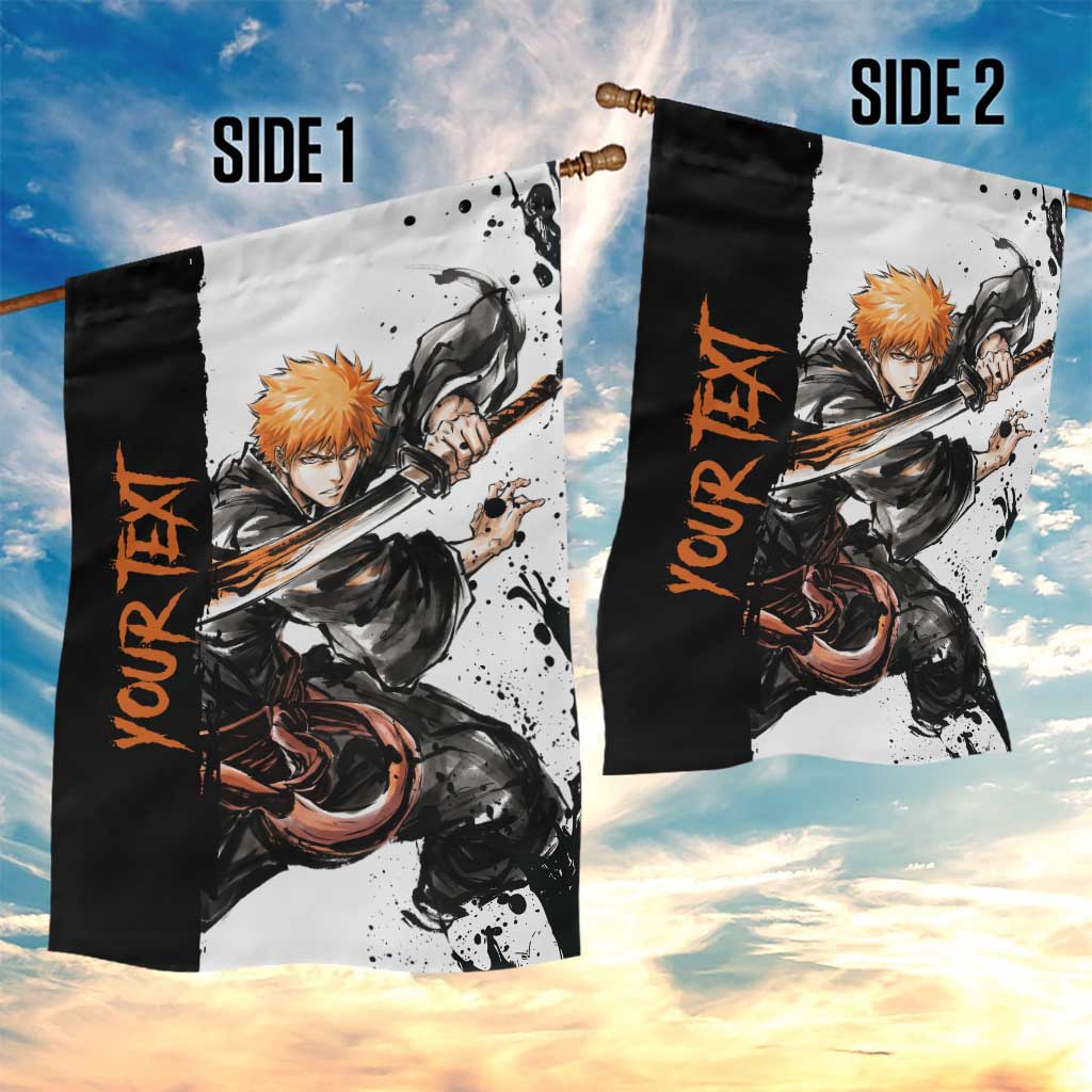 Personalized Ichigo Kurosaki Garden Flag Ink Splash Anime Brush Style