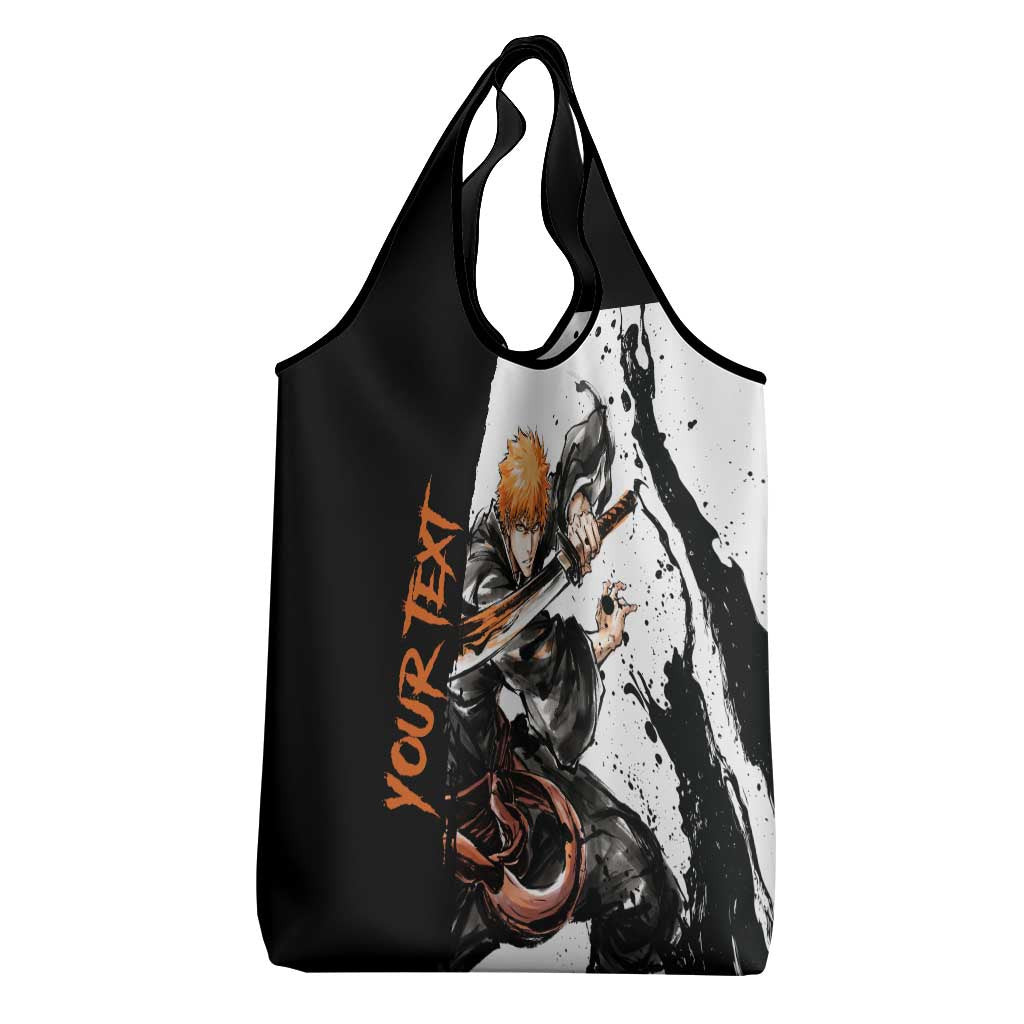 Personalized Ichigo Kurosaki Grocery Bag Ink Splash Anime Brush Style