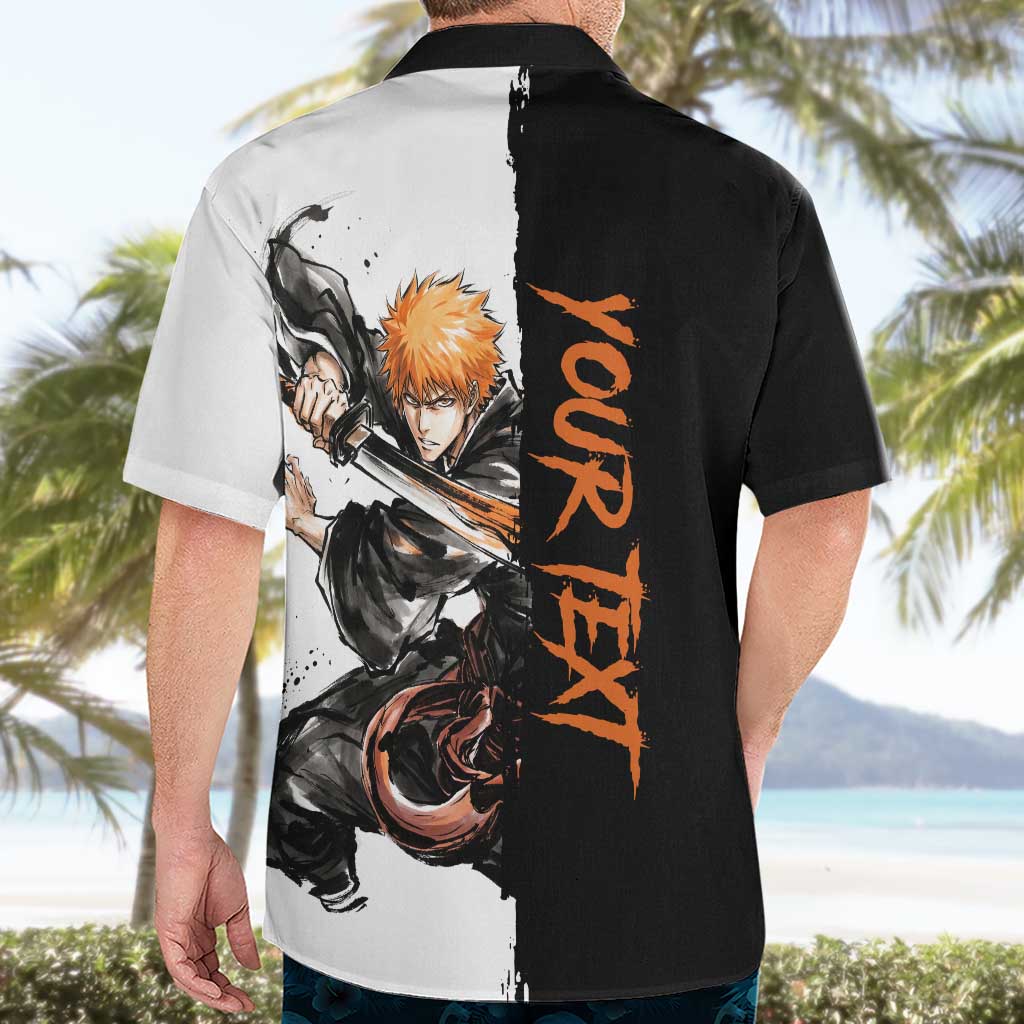 Personalized Ichigo Kurosaki Hawaiian Shirt Ink Splash Anime Brush Style