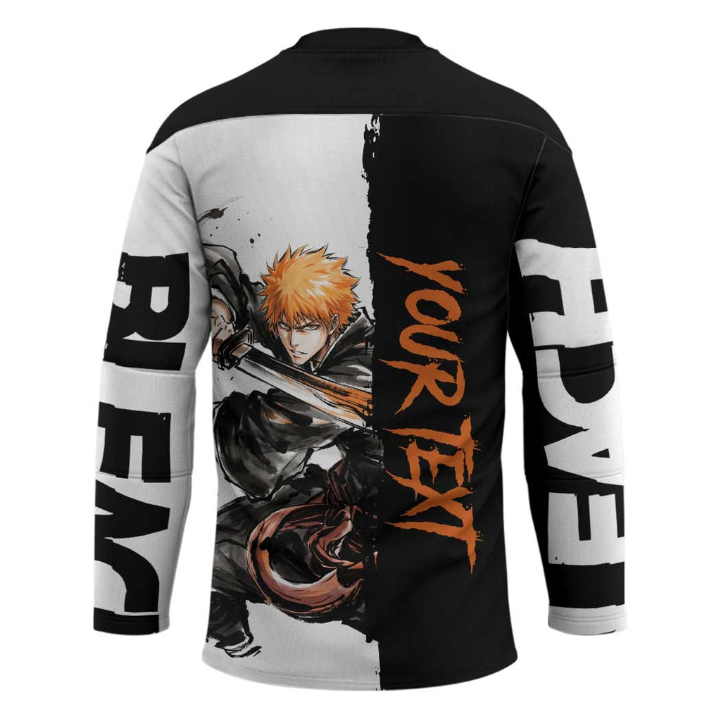 Personalized Ichigo Kurosaki Hockey Jersey Ink Splash Anime Brush Style