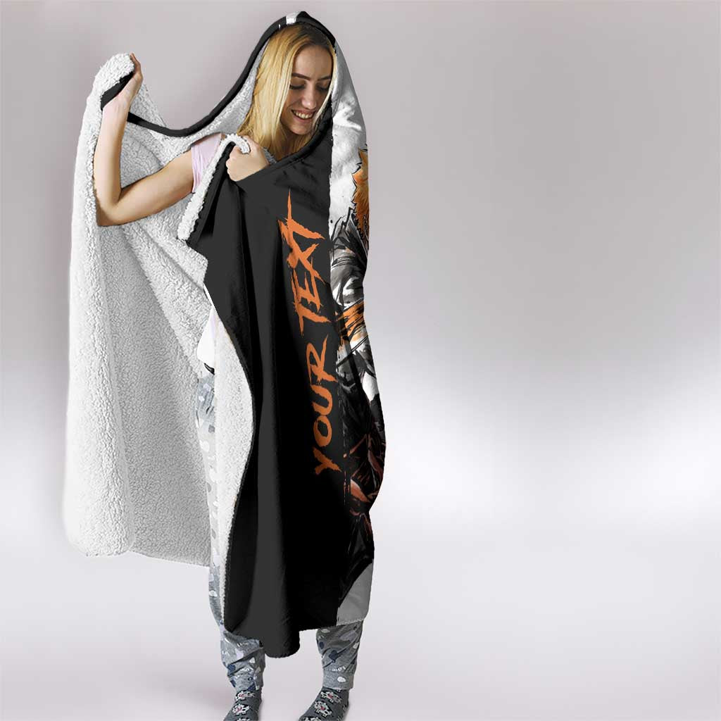 Personalized Ichigo Kurosaki Hooded Blanket Ink Splash Anime Brush Style