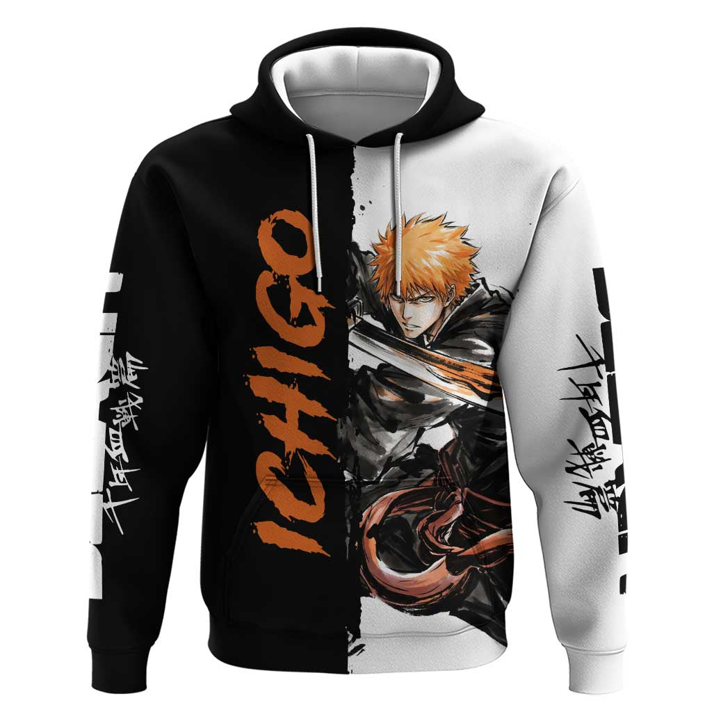 Personalized Ichigo Kurosaki Hoodie Ink Splash Anime Brush Style