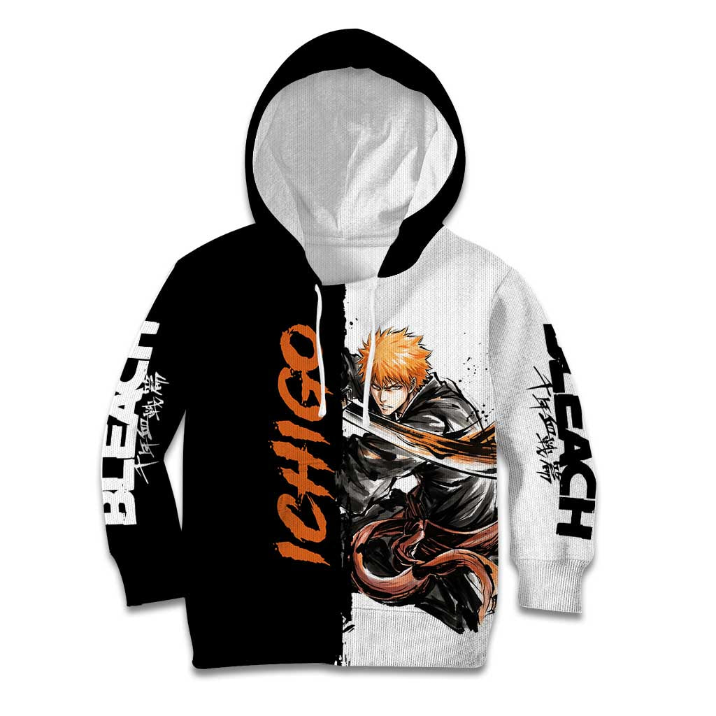 Personalized Ichigo Kurosaki Kid Hoodie Ink Splash Anime Brush Style