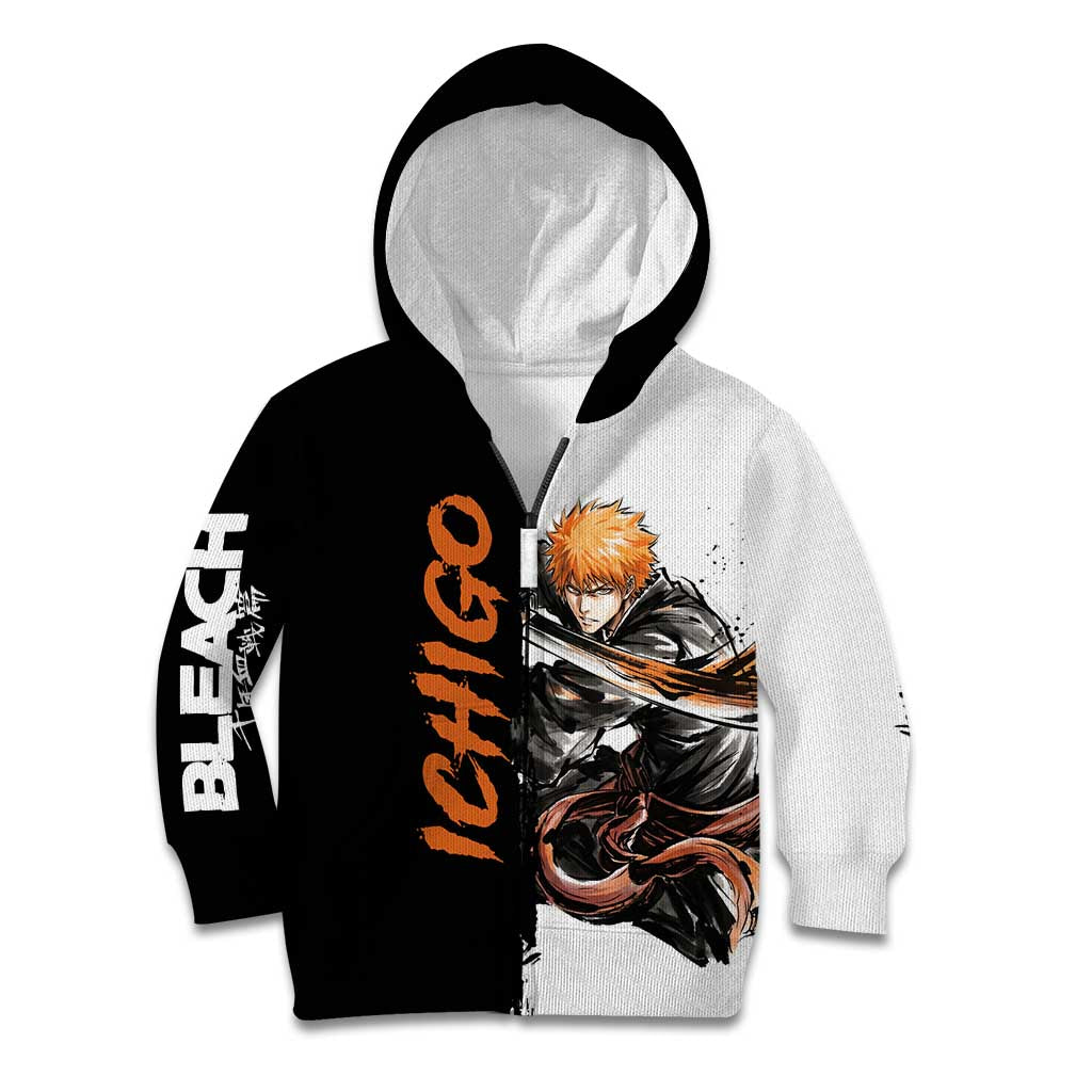Personalized Ichigo Kurosaki Kid Hoodie Ink Splash Anime Brush Style