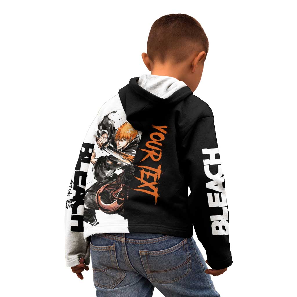 Personalized Ichigo Kurosaki Kid Hoodie Ink Splash Anime Brush Style
