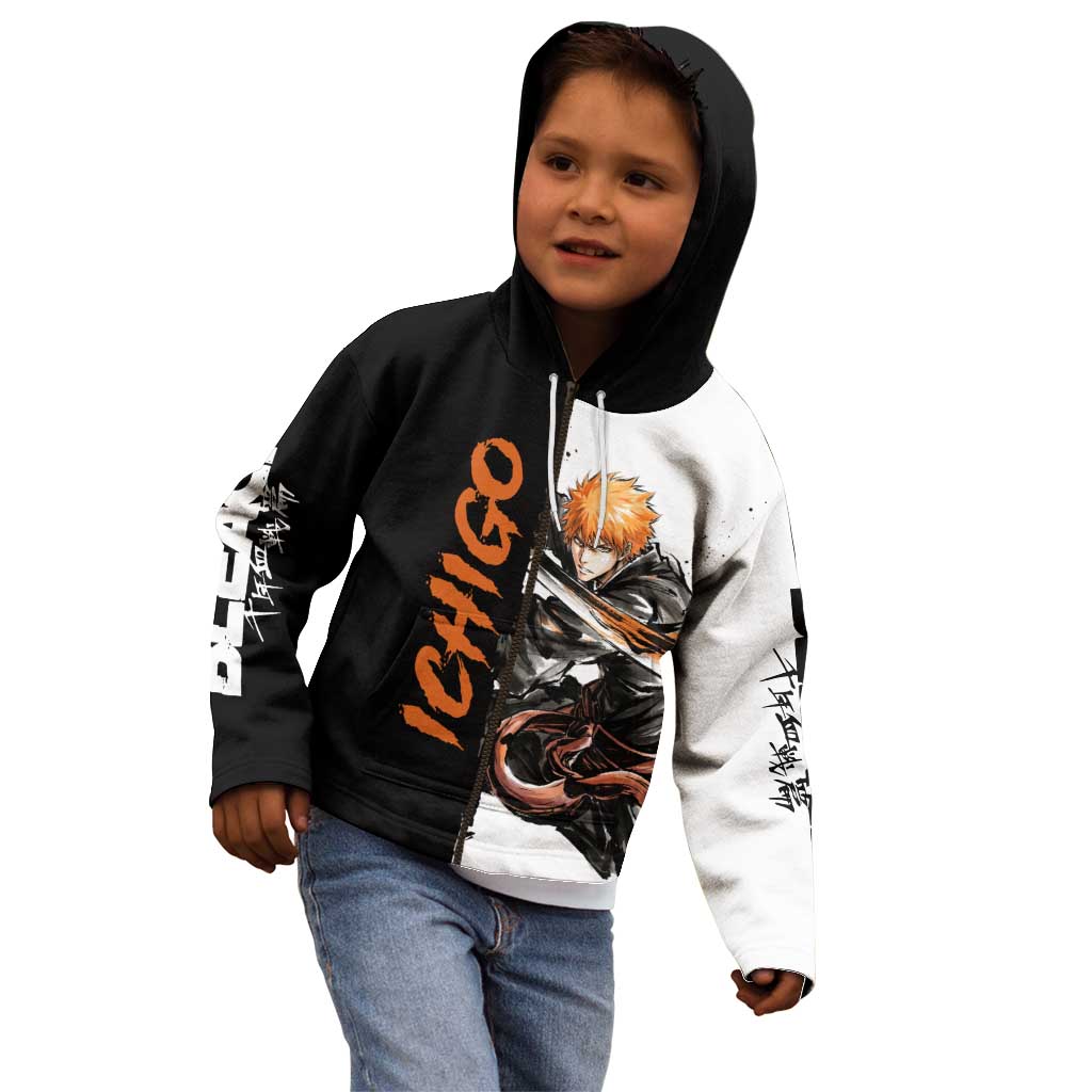 Personalized Ichigo Kurosaki Kid Hoodie Ink Splash Anime Brush Style