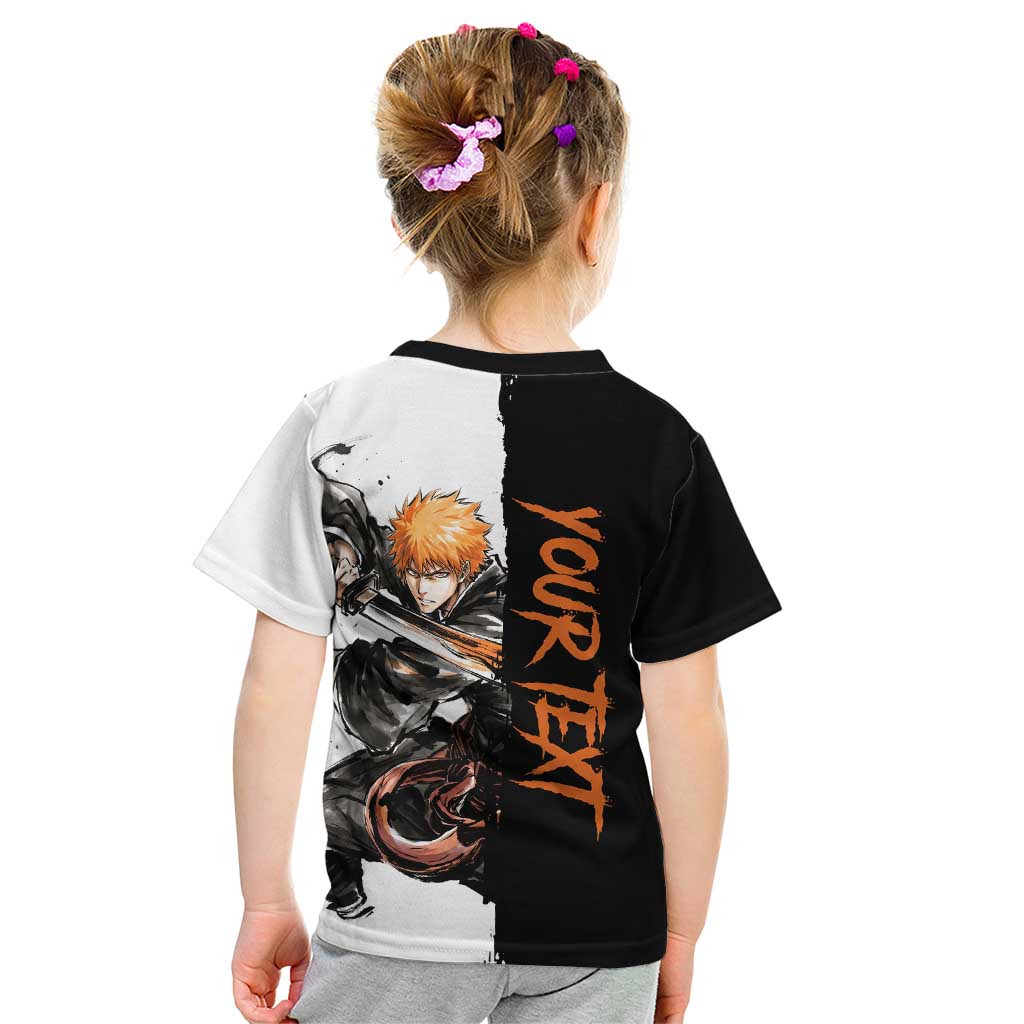 Personalized Ichigo Kurosaki Kid T Shirt Ink Splash Anime Brush Style