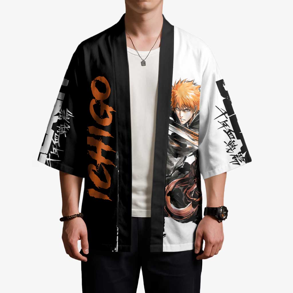Personalized Ichigo Kurosaki Kimono Ink Splash Anime Brush Style