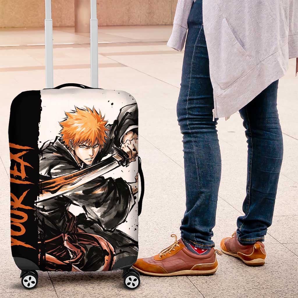 Personalized Ichigo Kurosaki Luggage Cover Ink Splash Anime Brush Style