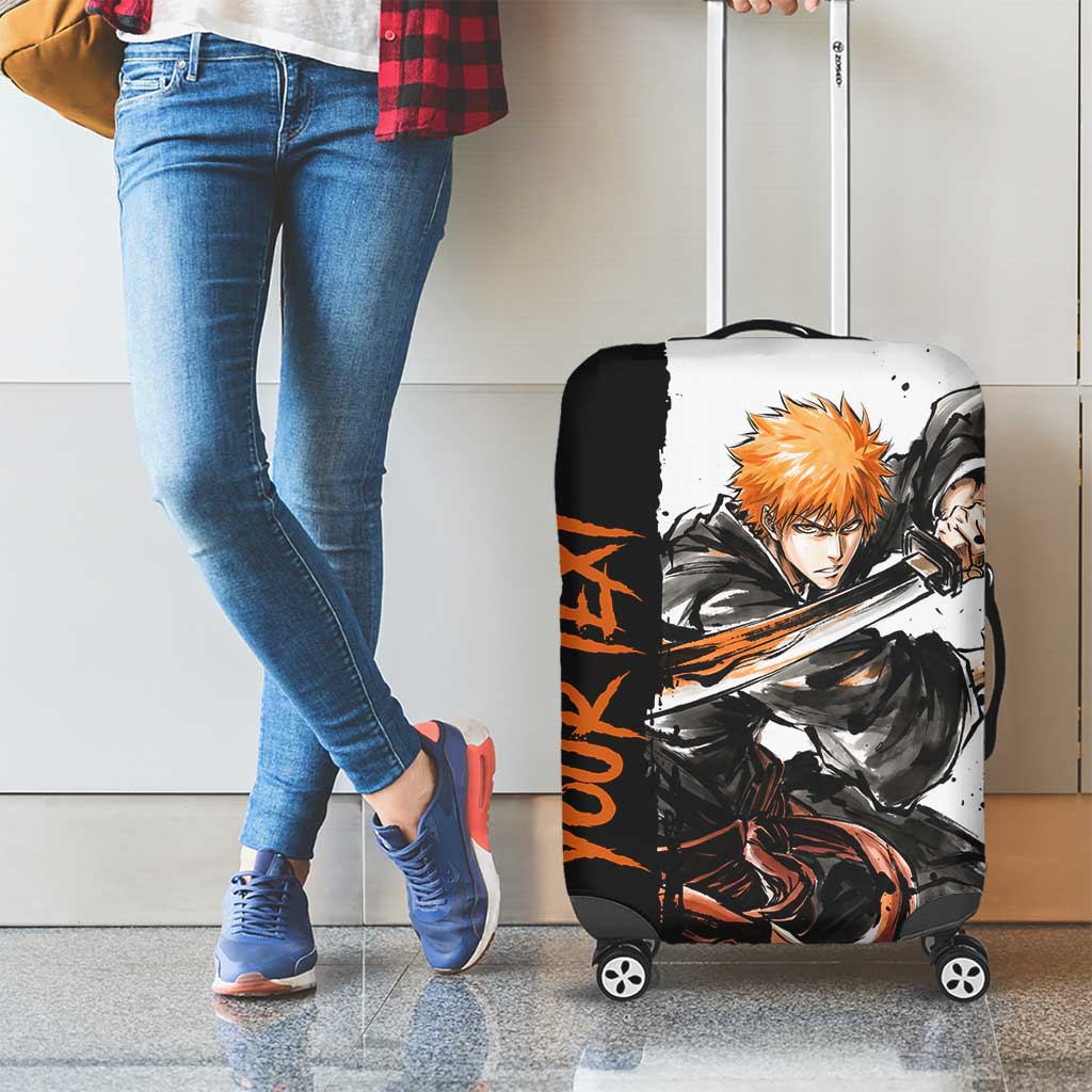 Personalized Ichigo Kurosaki Luggage Cover Ink Splash Anime Brush Style