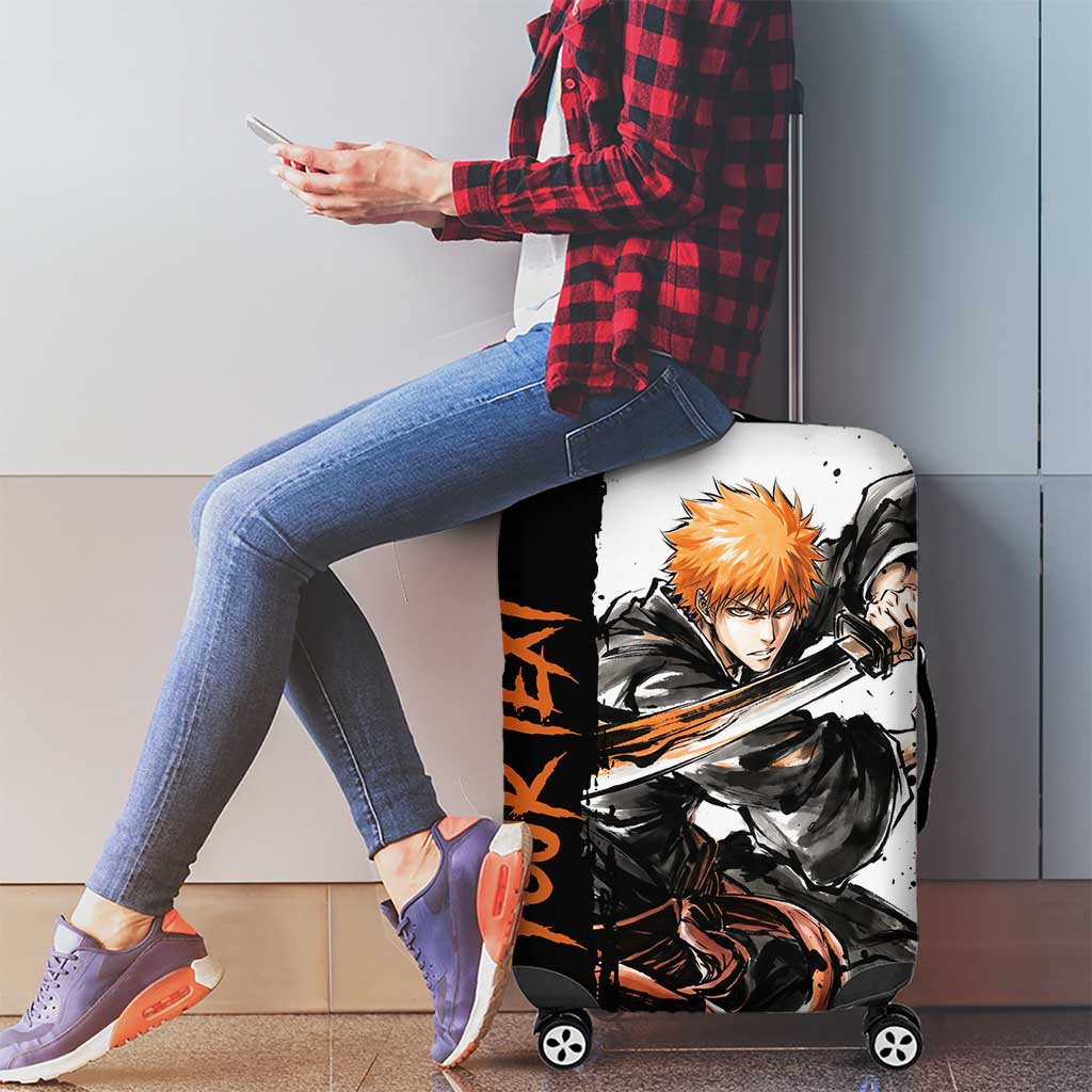 Personalized Ichigo Kurosaki Luggage Cover Ink Splash Anime Brush Style