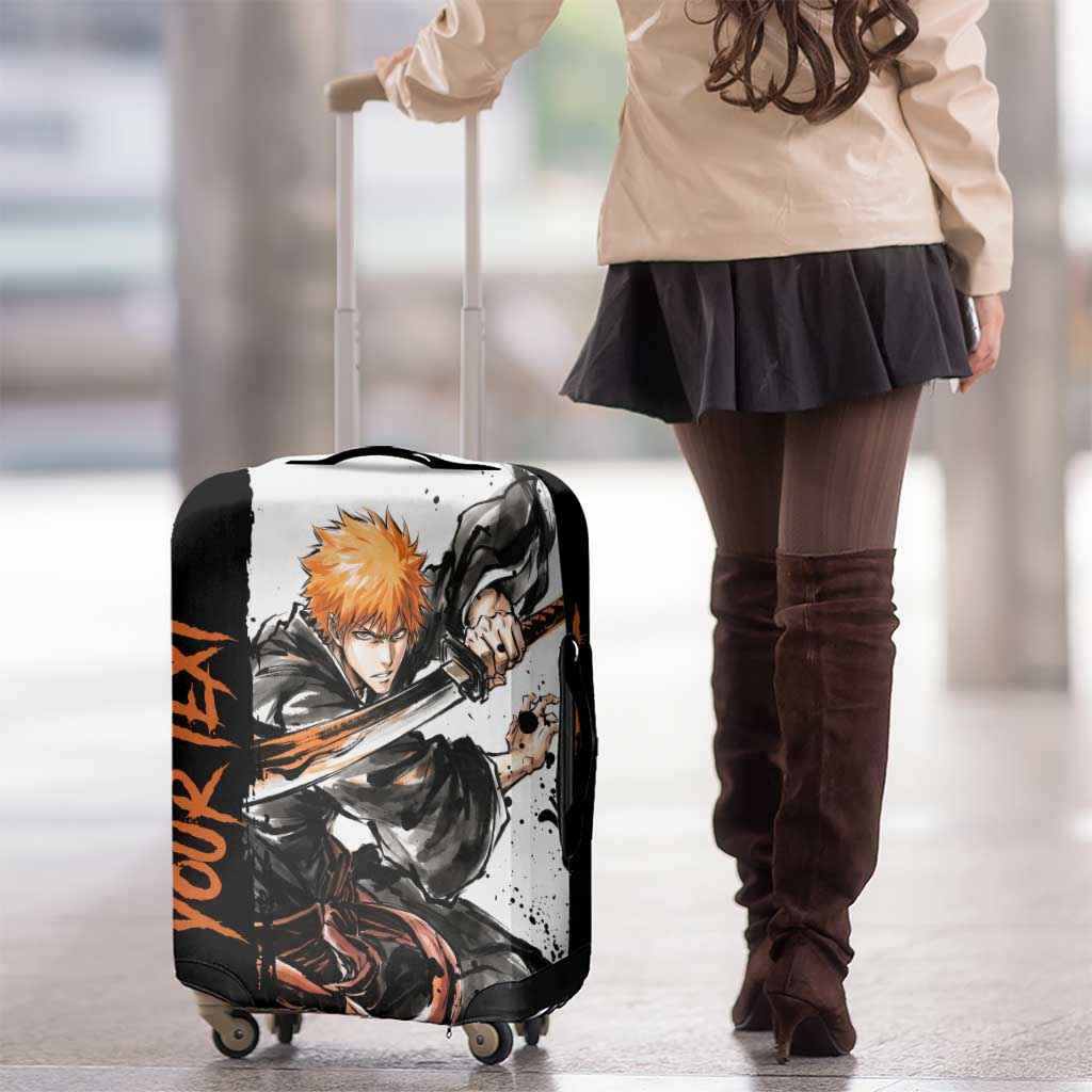 Personalized Ichigo Kurosaki Luggage Cover Ink Splash Anime Brush Style