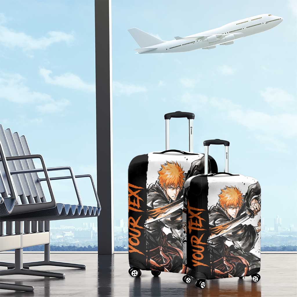 Personalized Ichigo Kurosaki Luggage Cover Ink Splash Anime Brush Style