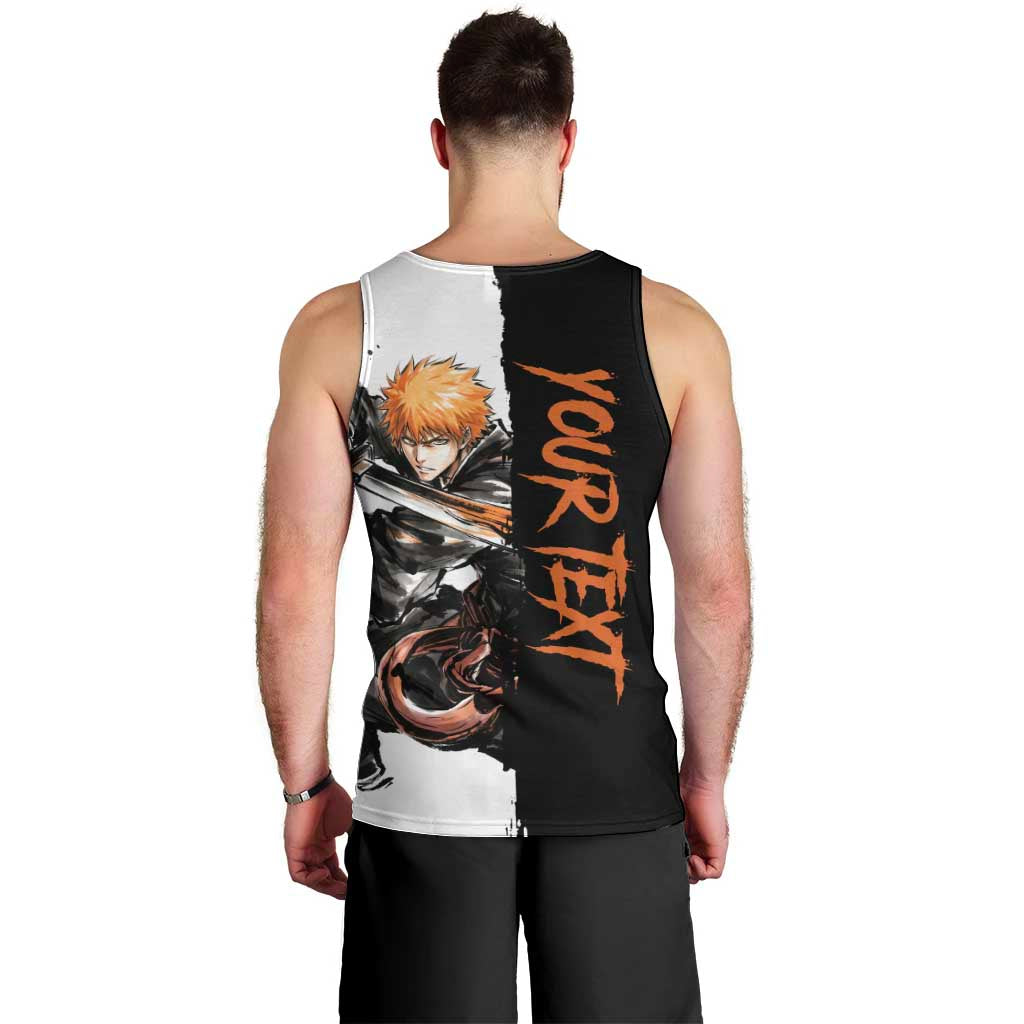Personalized Ichigo Kurosaki Men Tank Top Ink Splash Anime Brush Style