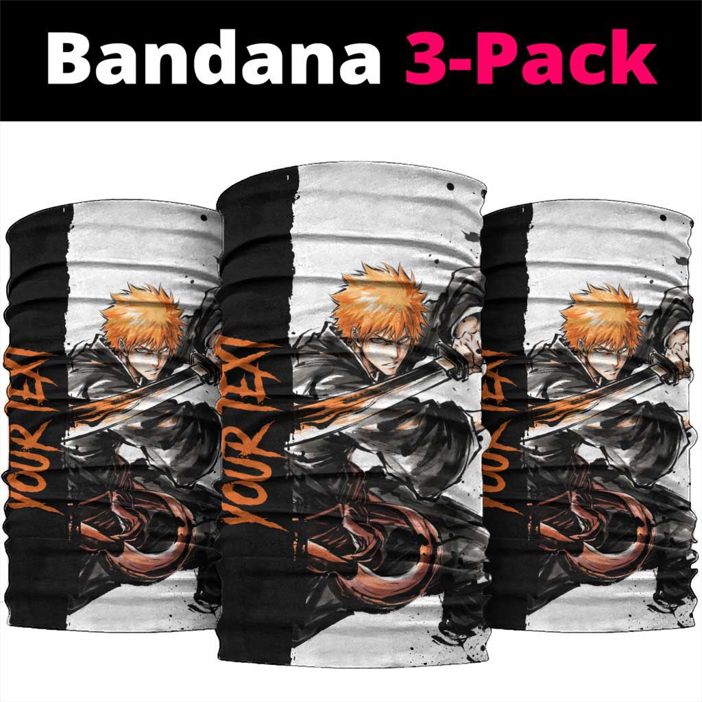 Personalized Ichigo Kurosaki Neck Gaiter Ink Splash Anime Brush Style