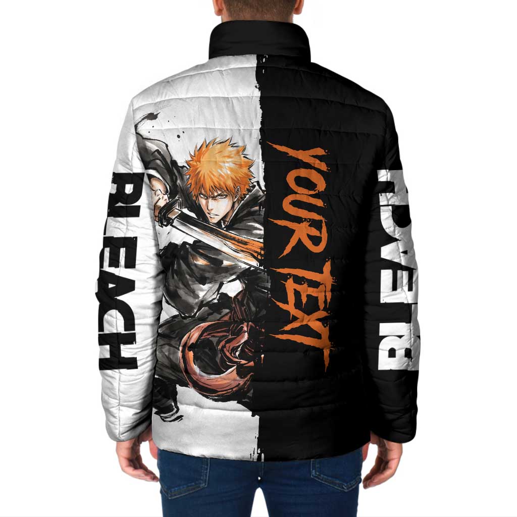 Personalized Ichigo Kurosaki Padded Jacket Ink Splash Anime Brush Style