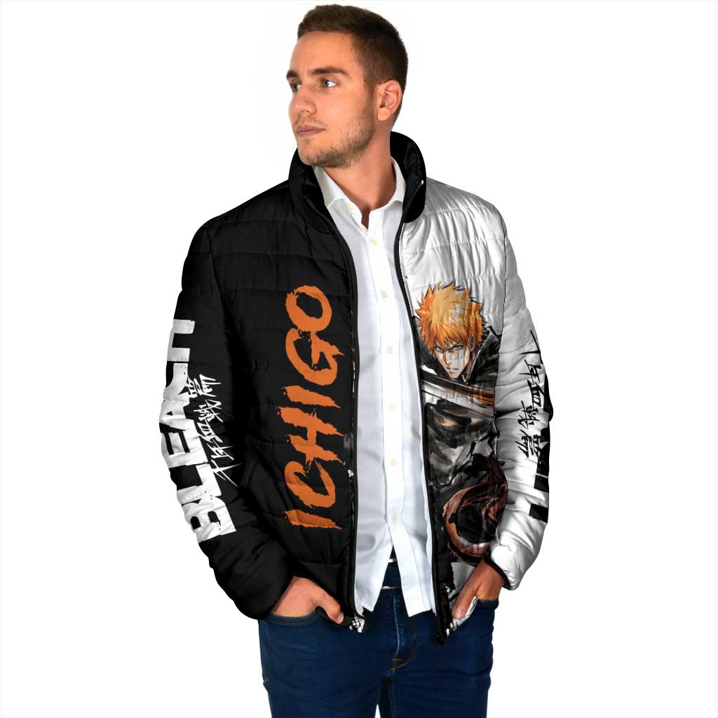 Personalized Ichigo Kurosaki Padded Jacket Ink Splash Anime Brush Style
