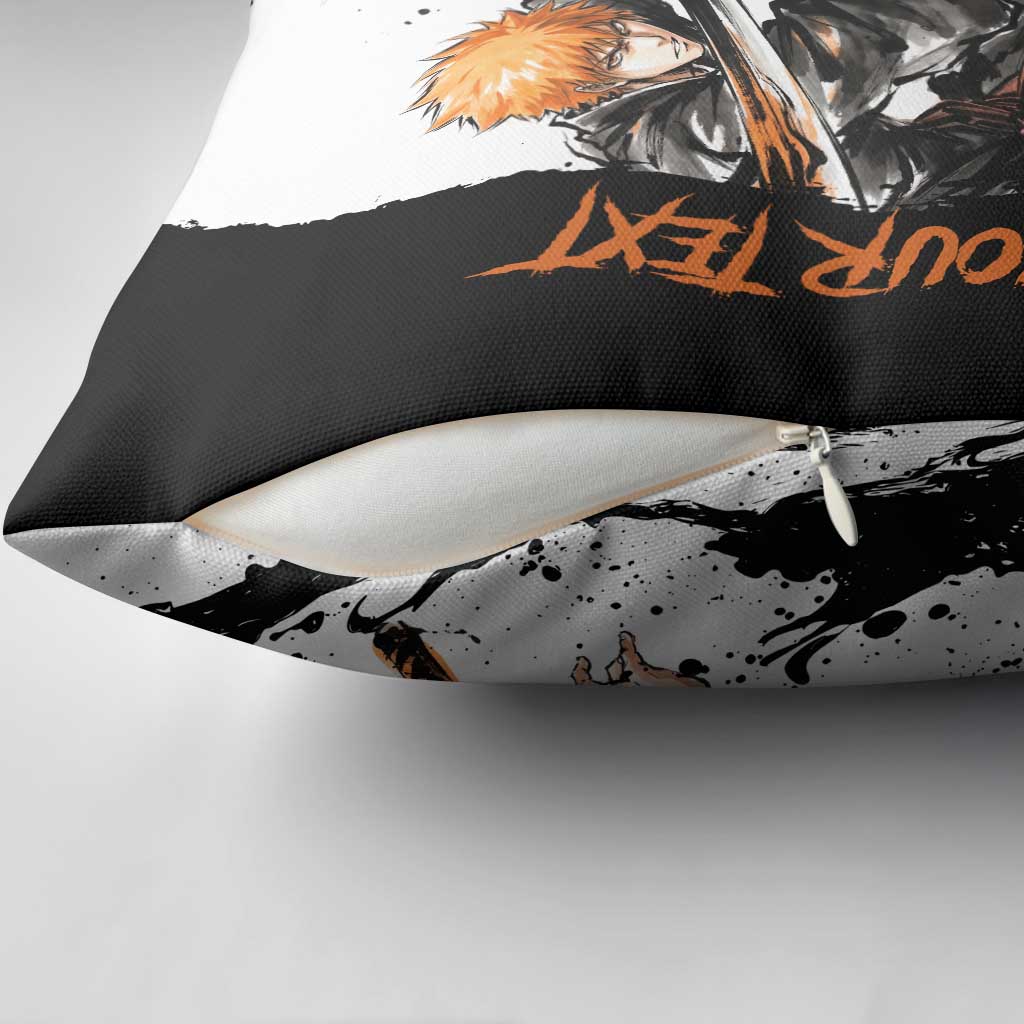 Personalized Ichigo Kurosaki Pillow Cover Ink Splash Anime Brush Style