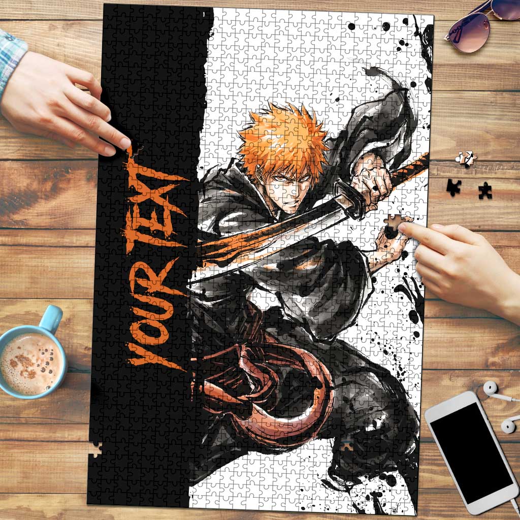 Personalized Ichigo Kurosaki Puzzle Ink Splash Anime Brush Style