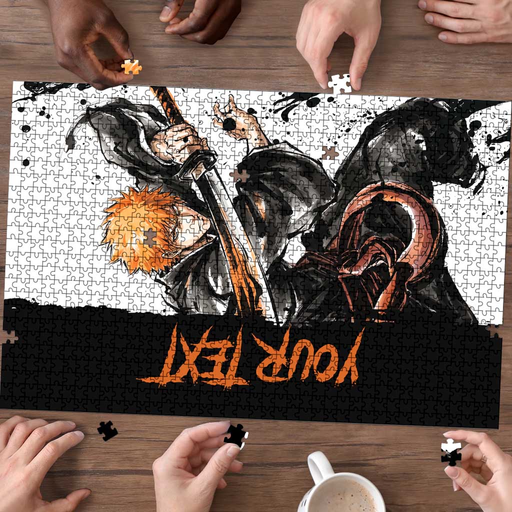 Personalized Ichigo Kurosaki Puzzle Ink Splash Anime Brush Style