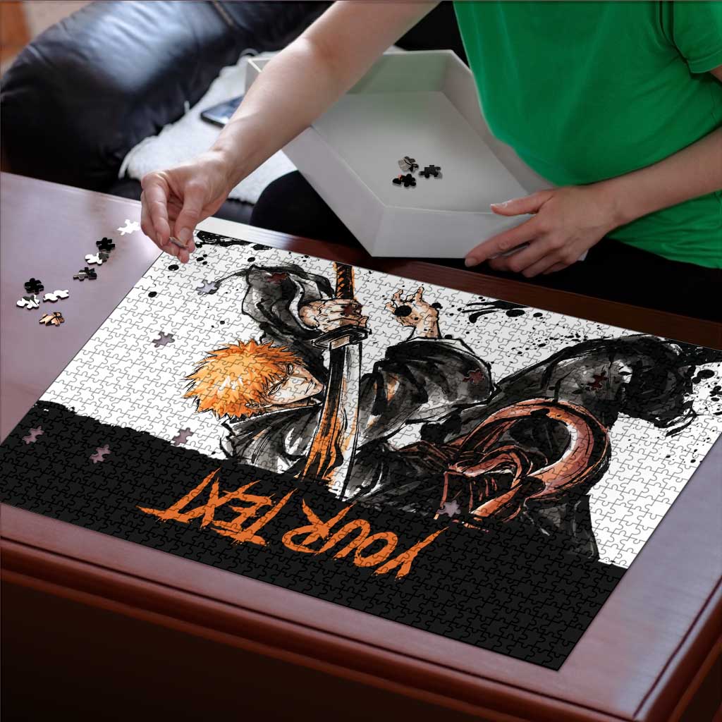 Personalized Ichigo Kurosaki Puzzle Ink Splash Anime Brush Style