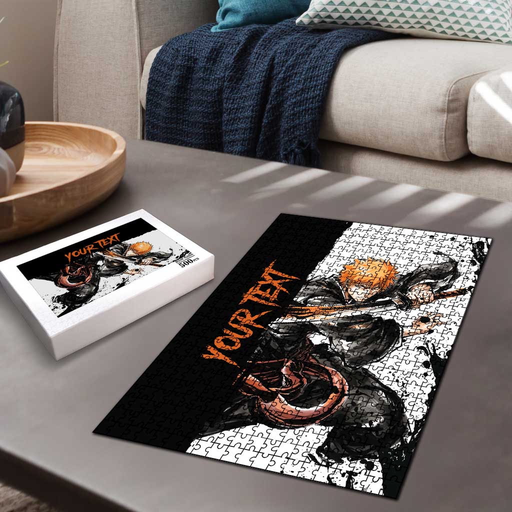 Personalized Ichigo Kurosaki Puzzle Ink Splash Anime Brush Style