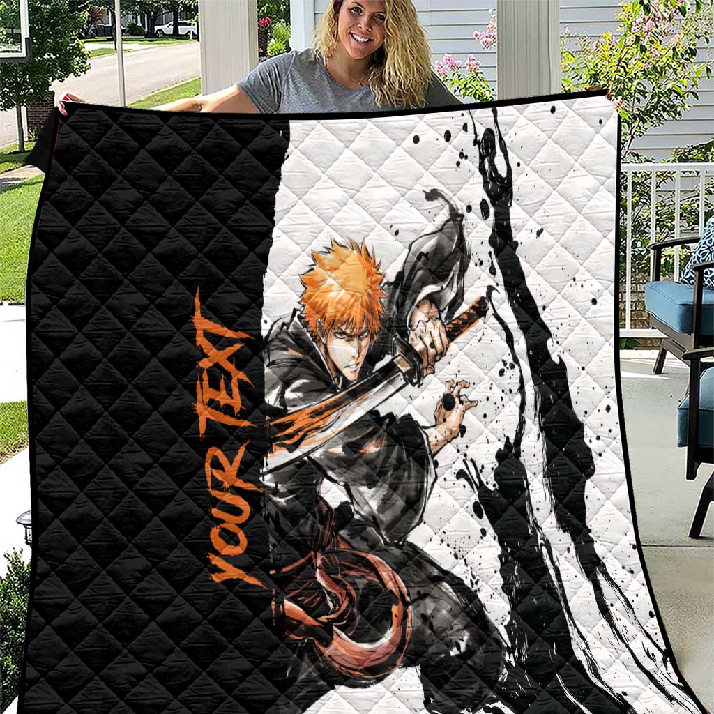 Personalized Ichigo Kurosaki Quilt Ink Splash Anime Brush Style